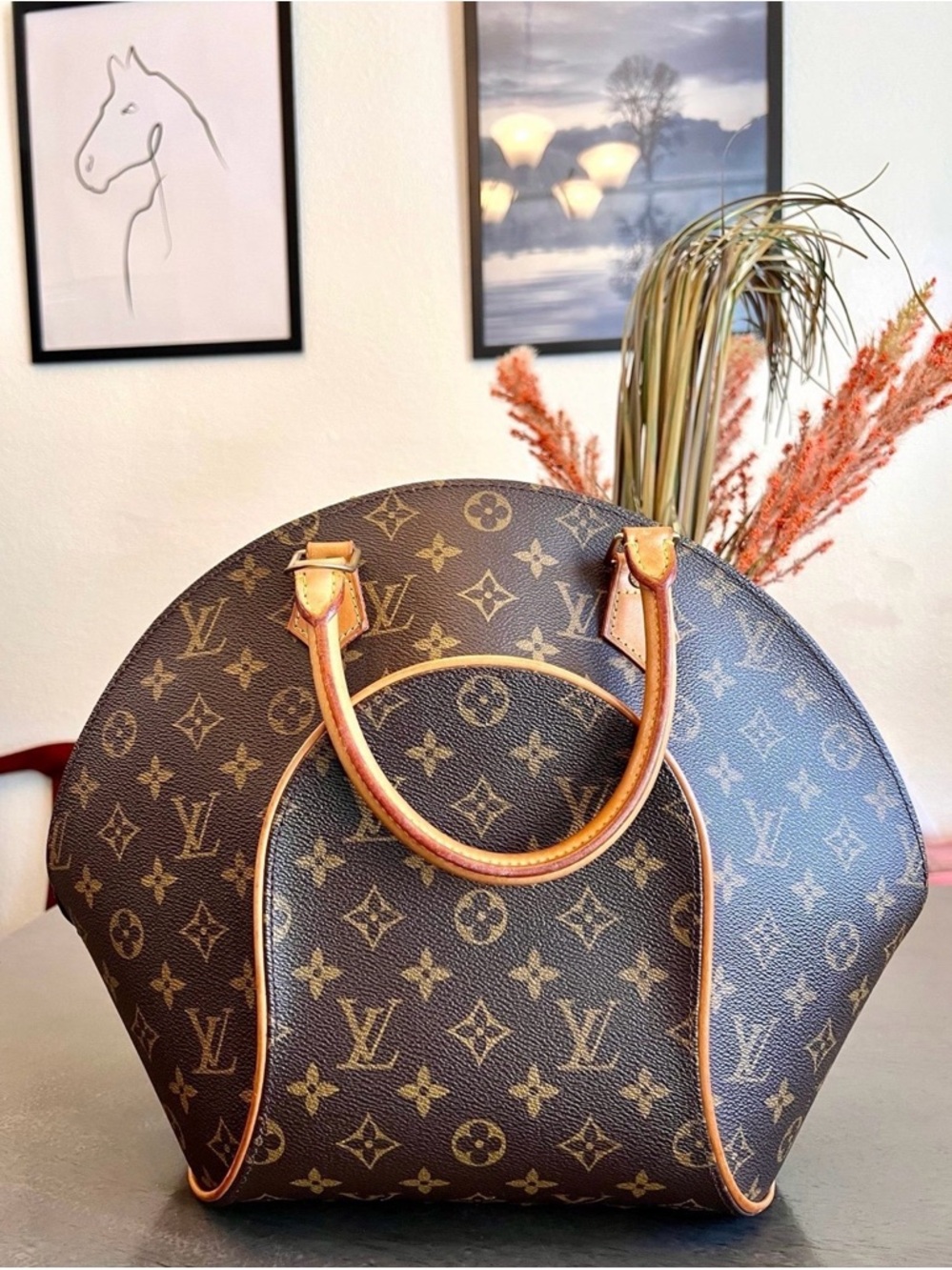 Louis Vuitton Monogram Ellipse MM Satchel in Brown and Tan - Picture 1 of 9